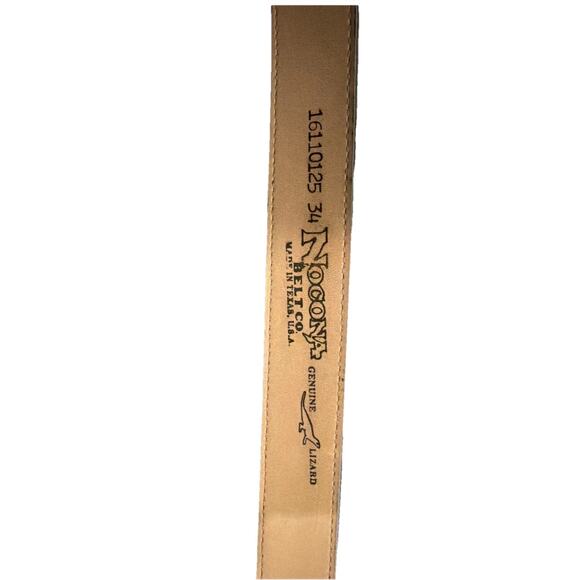 Mens Rich Black/Merlot Nocona Genuine Lizard Leather Belt Size 34 Diamond Stitch - Picture 5 of 10